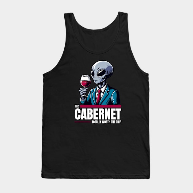 Worth the Trip - Alien with Wine Tank Top by Critter Chaos